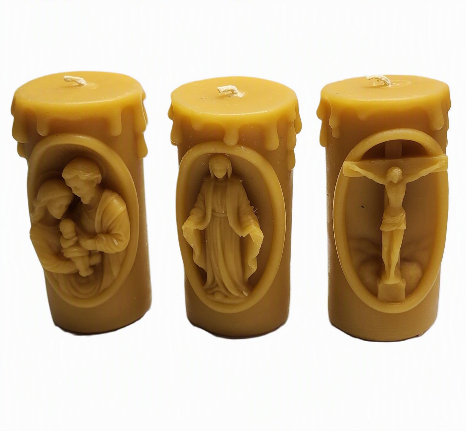 Pure Beeswax Catholic Pillar Candle Set