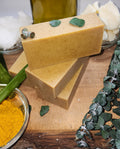 Aloe Vera Eucalyptus Turmeric soap Cold process with Shea Butter and Kaolin Clay Handmade Artisanal Bar 4.8 oz Natural vegan plant base soap