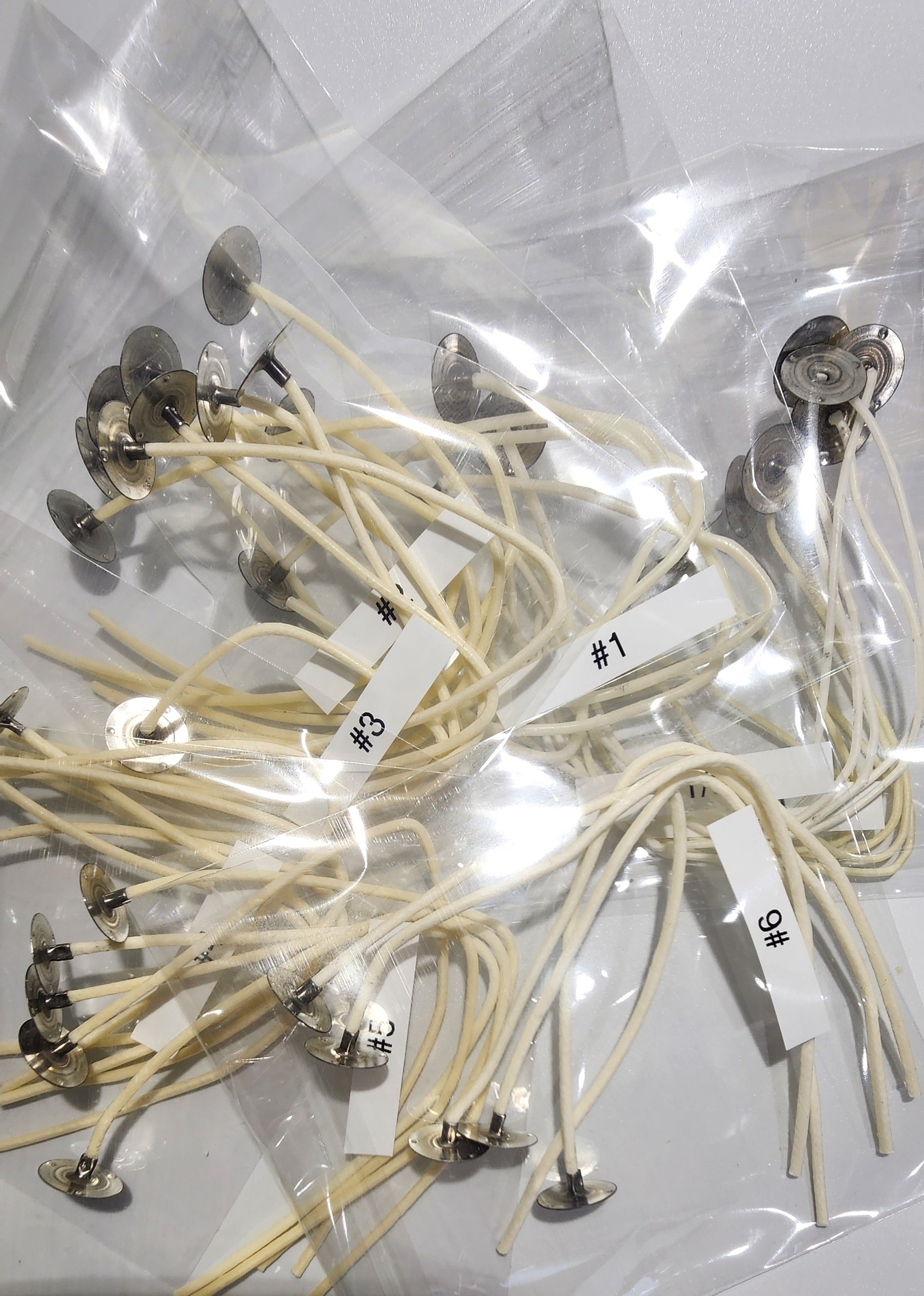 Sampler package Pre-Tabbed Cotton wicks square braided 9" Long