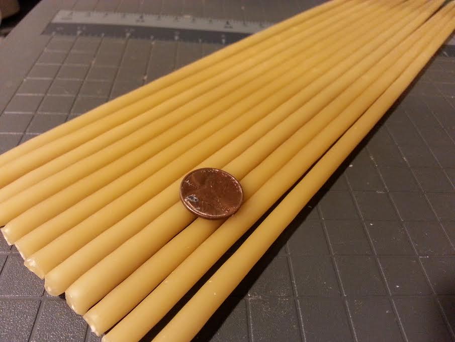 Bulk wholesale Beeswax taper candles size 3/8" at the base Yellow color "Sabbath candles" Church Candles