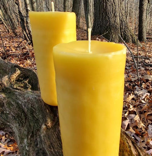 60 hours beeswax pillar 5" long x 2.3"